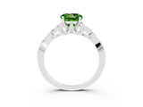 White gold Round Cut Peridot Solitaire Engagement Ring with Celtic Knot Band and Four-Prong Setting_3