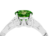 White gold Round Cut Peridot Solitaire Engagement Ring with Celtic Knot Band and Four-Prong Setting_4