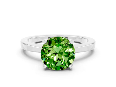 White gold Round Cut Peridot Solitaire Engagement Ring with Classic Band and Four-Prong Setting_24