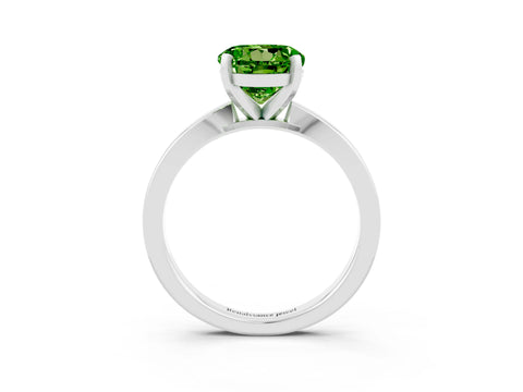 White gold Round Cut Peridot Solitaire Engagement Ring with Classic Band and Four-Prong Setting_27
