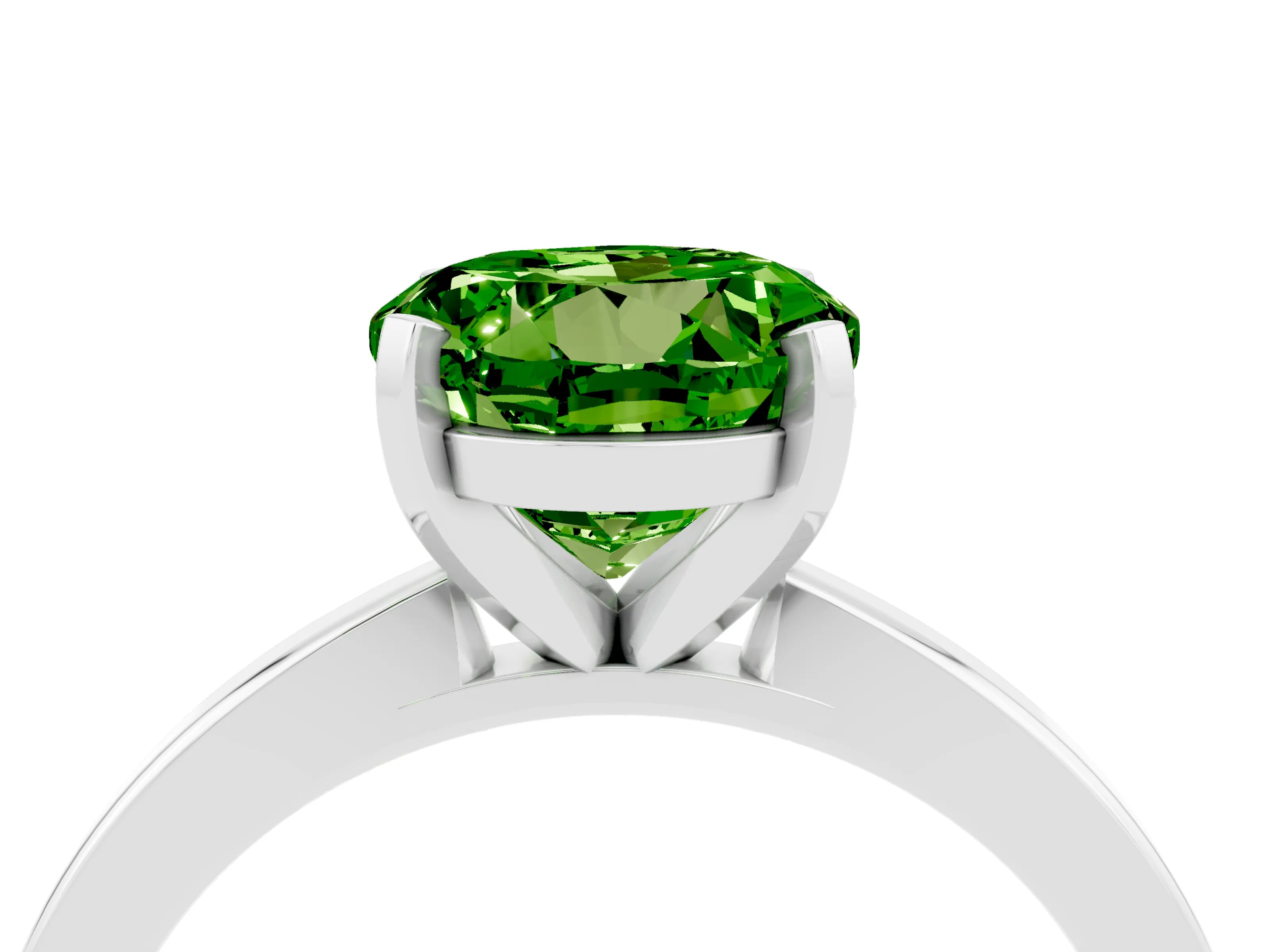 White gold Round Cut Peridot Solitaire Engagement Ring with Classic Band and Four-Prong Setting_28