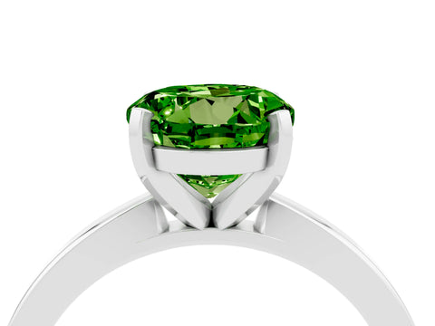 White gold Round Cut Peridot Solitaire Engagement Ring with Classic Band and Four-Prong Setting_28