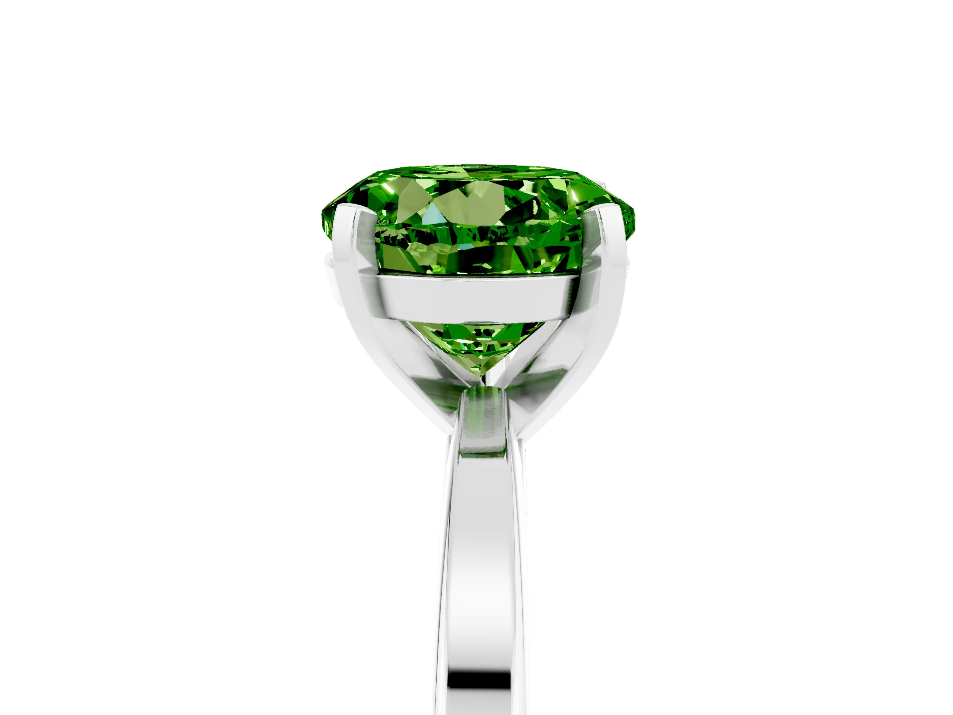 White gold Round Cut Peridot Solitaire Engagement Ring with Classic Band and Four-Prong Setting_29
