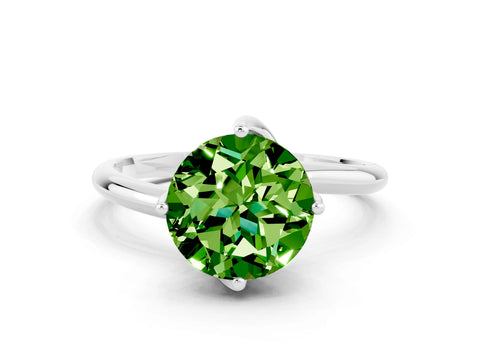 White gold Round Cut Peridot Solitaire Engagement Ring with Four-Prong Setting and Classic Band_36