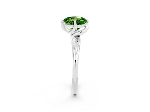 White gold Round Cut Peridot Solitaire Engagement Ring with Four-Prong Setting and Classic Band_38
