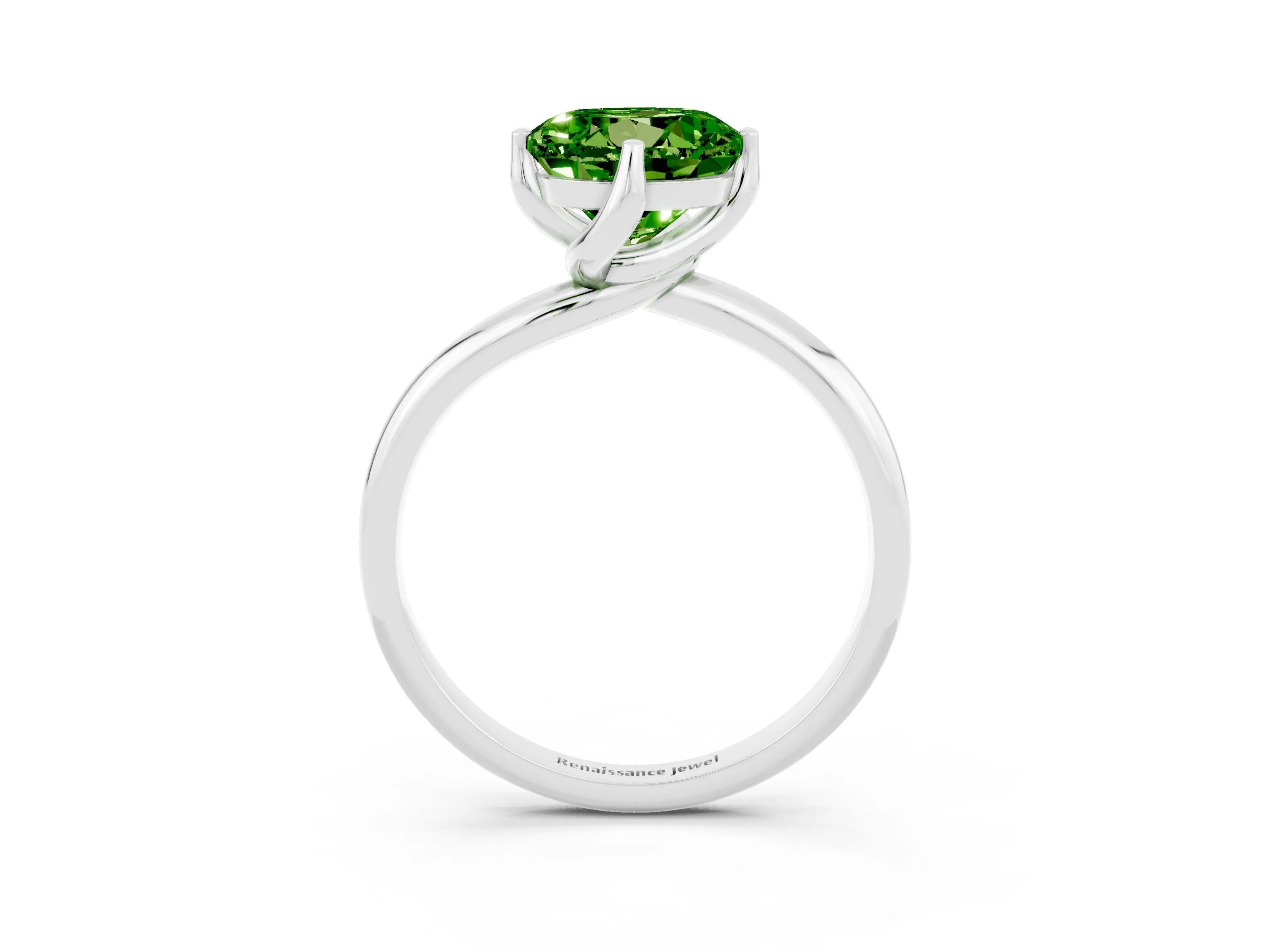 White gold Round Cut Peridot Solitaire Engagement Ring with Four-Prong Setting and Classic Band_39