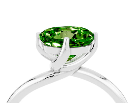 White gold Round Cut Peridot Solitaire Engagement Ring with Four-Prong Setting and Classic Band_40