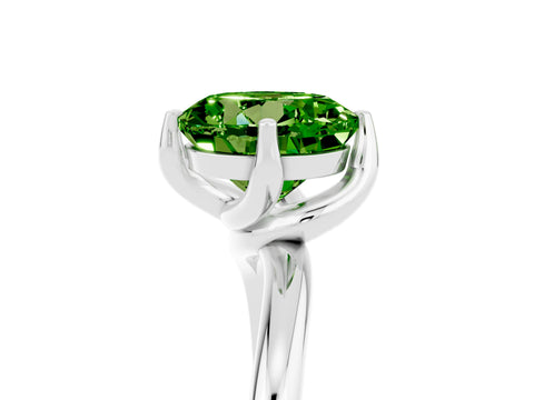 White gold Round Cut Peridot Solitaire Engagement Ring with Four-Prong Setting and Classic Band_41