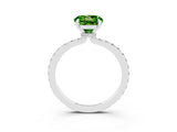 White gold Round Cut Peridot Solitaire Engagement Ring with Pavé Band and Four-Prong Setting_3