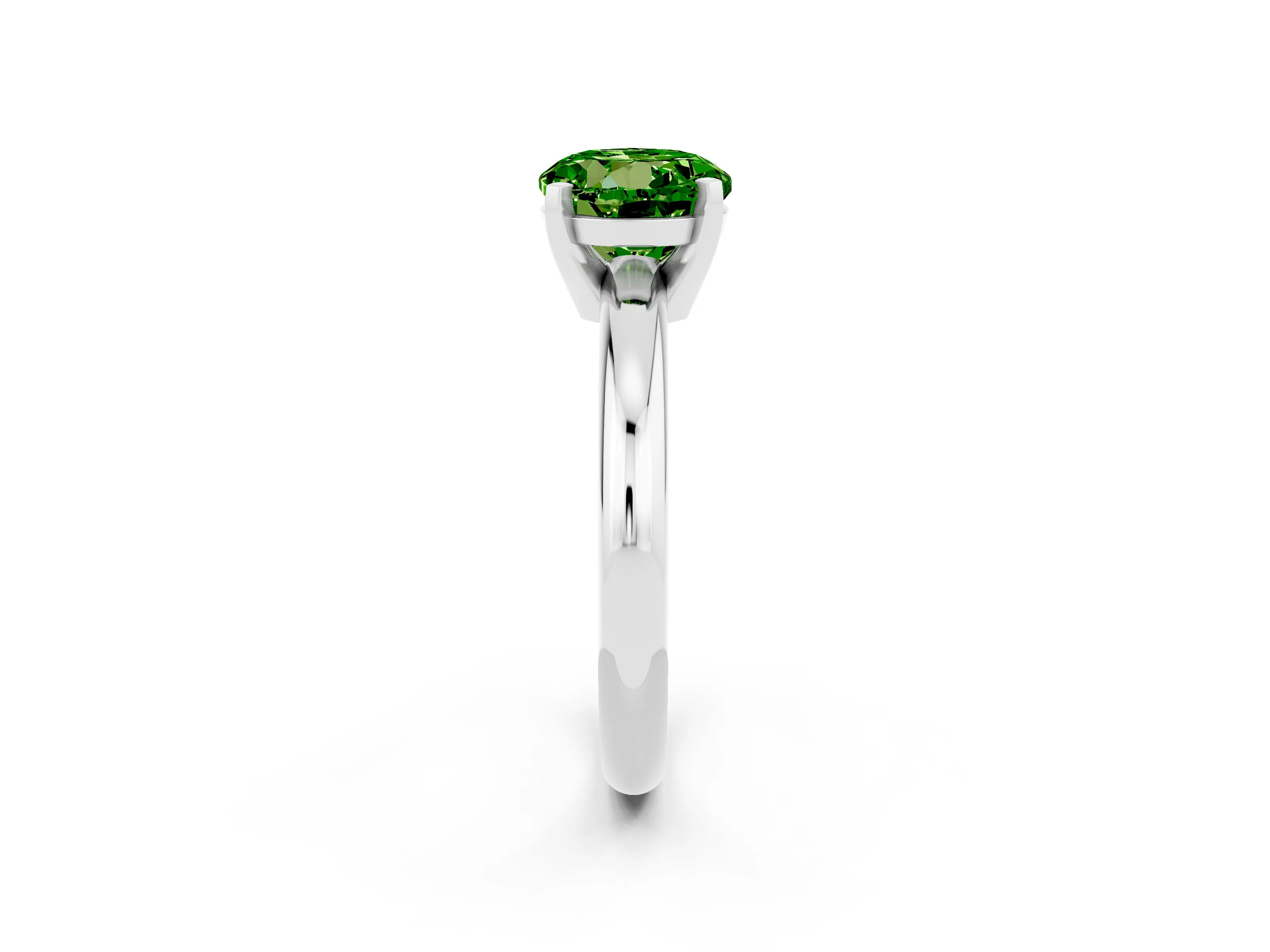 White gold Round Cut Peridot Solitaire Engagement Ring with Round Band and Four-Prong Setting_2