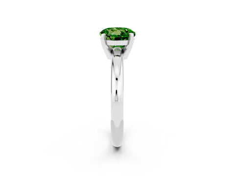 White gold Round Cut Peridot Solitaire Engagement Ring with Round Band and Four-Prong Setting_2