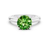 White gold Round Cut Peridot Solitaire Engagement Ring with Round Band and Four-Prong Setting