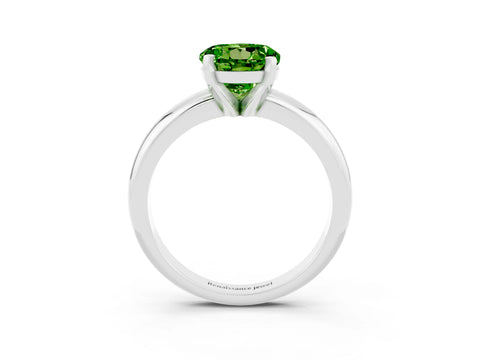 White gold Round Cut Peridot Solitaire Engagement Ring with Round Band and Four-Prong Setting_3
