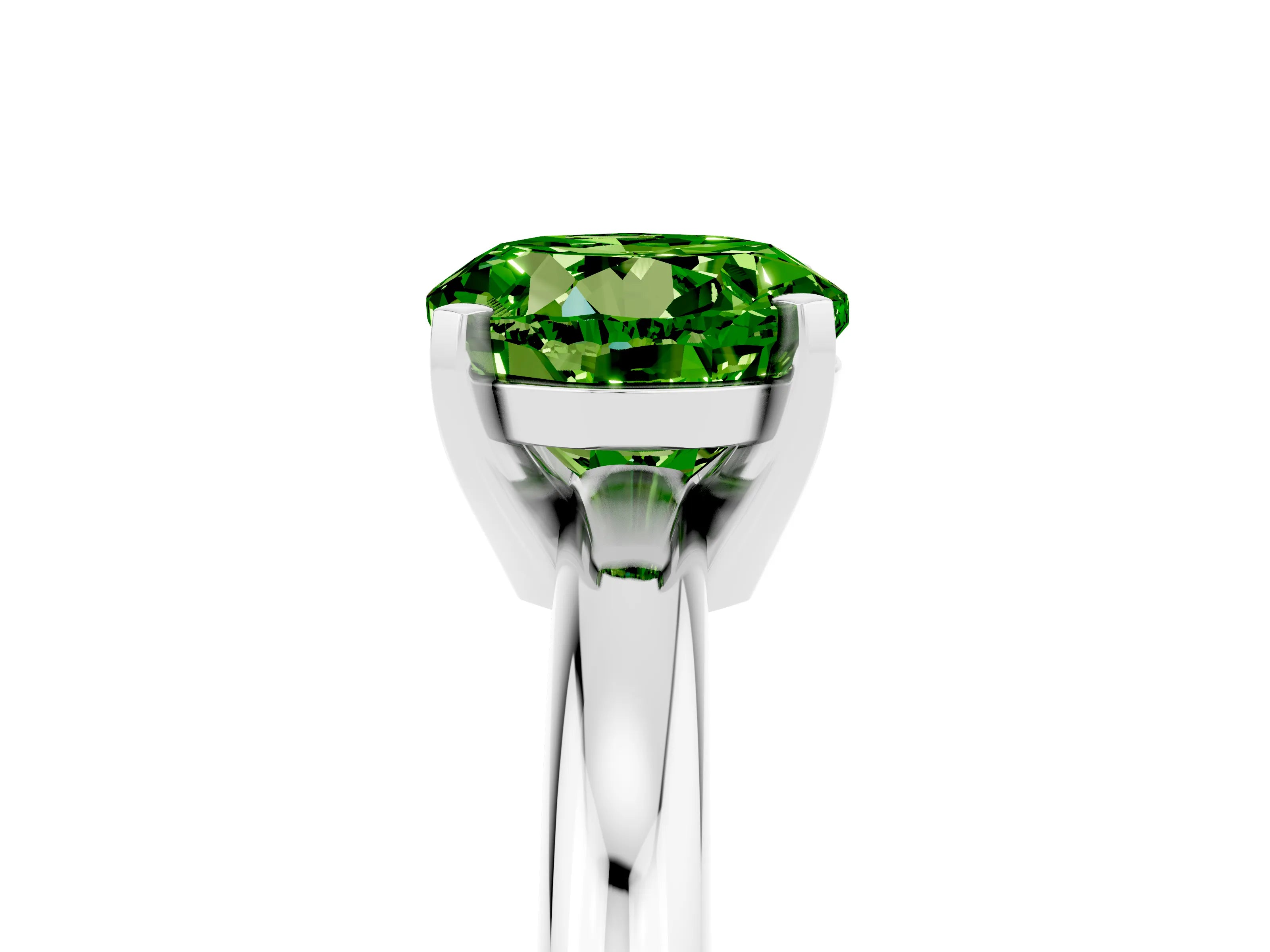 White gold Round Cut Peridot Solitaire Engagement Ring with Round Band and Four-Prong Setting_5