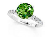 White gold Round Cut Peridot Solitaire Pavé Band with Four-Prong Setting_1