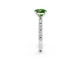 White gold Round Cut Peridot Solitaire Pavé Band with Four-Prong Setting_2