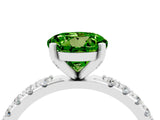 White gold Round Cut Peridot Solitaire Pavé Band with Four-Prong Setting_4