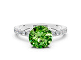 White gold Round Cut Peridot Solitaire Pavé Band with Four-Prong Setting