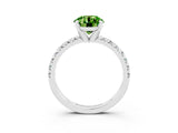 White gold Round Cut Peridot Solitaire Pavé Engagement Ring with Round Band and Prong Setting_16