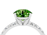 White gold Round Cut Peridot Solitaire Pavé Engagement Ring with Round Band and Prong Setting_17