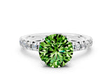 White gold Round Cut Peridot Solitaire Pavé Engagement Ring with Round Band and Prong Setting_66