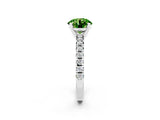 White gold Round Cut Peridot Solitaire Pavé Engagement Ring with Round Band and Prong Setting_69