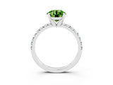 White gold Round Cut Peridot Solitaire Pavé Engagement Ring with Round Band and Prong Setting_70