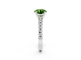 White gold Round Cut Peridot Solitaire Pavé Engagement Ring with Round Band and Prong Setting_80