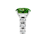 White gold Round Cut Peridot Solitaire Ring with Cathedral Setting and Pavé Band_5