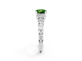 White gold Round Cut Peridot Solitaire Ring with Filigree Band and Four-Prong Setting_26