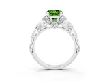 White gold Round Cut Peridot Solitaire Ring with Filigree Band and Four-Prong Setting_27