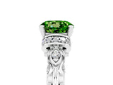 White gold Round Cut Peridot Solitaire Ring with Filigree Band and Four-Prong Setting_29