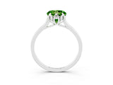 White gold Round Cut Peridot Solitaire Ring with Flower Prong Setting and Classic Band_15