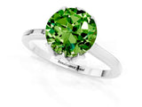 White gold Round Cut Peridot Solitaire Ring with Flower Prong Setting and Classic Band_49