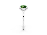 White gold Round Cut Peridot Solitaire Ring with Flower Prong Setting and Classic Band_50
