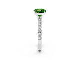 White gold Round Cut Peridot Solitaire Ring with Pavé Accents and Four-Prong Setting_2