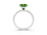 White gold Round Cut Peridot Solitaire Ring with Pavé Accents and Four-Prong Setting_3
