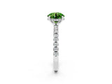White gold Round Cut Peridot Solitaire Ring with Pavé Band and Four-Prong Setting_26