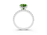 White gold Round Cut Peridot Solitaire Ring with Pavé Band and Four-Prong Setting_27