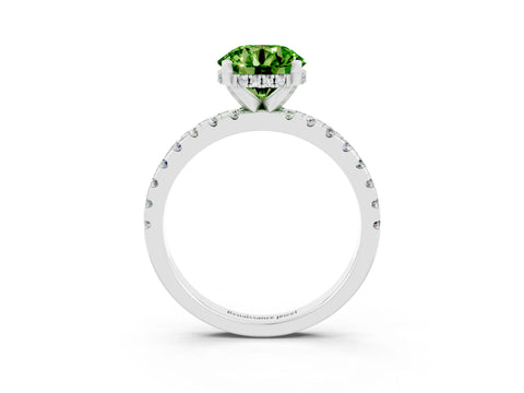 White gold Round Cut Peridot Solitaire Ring with Pavé Band and Four-Prong Setting_27