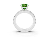 White gold Round Cut Peridot Solitaire Ring with Pavé and Channel Set Band_3
