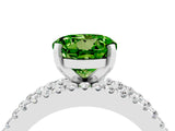 White gold Round Cut Peridot Solitaire Ring with Pavé and Channel Set Band_4