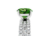White gold Round Cut Peridot Solitaire Ring with Pavé and Channel Set Band_5
