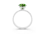 White gold Round Cut Peridot Solitaire Ring with Pave Band and Four Prong Setting_27