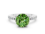 White gold Round Cut Peridot Solitaire Ring with Round  Pavé Band and Four-Prong Setting_48