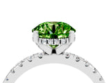 White gold Round Cut Peridot Solitaire Ring with Round  Pavé Band and Four-Prong Setting_52
