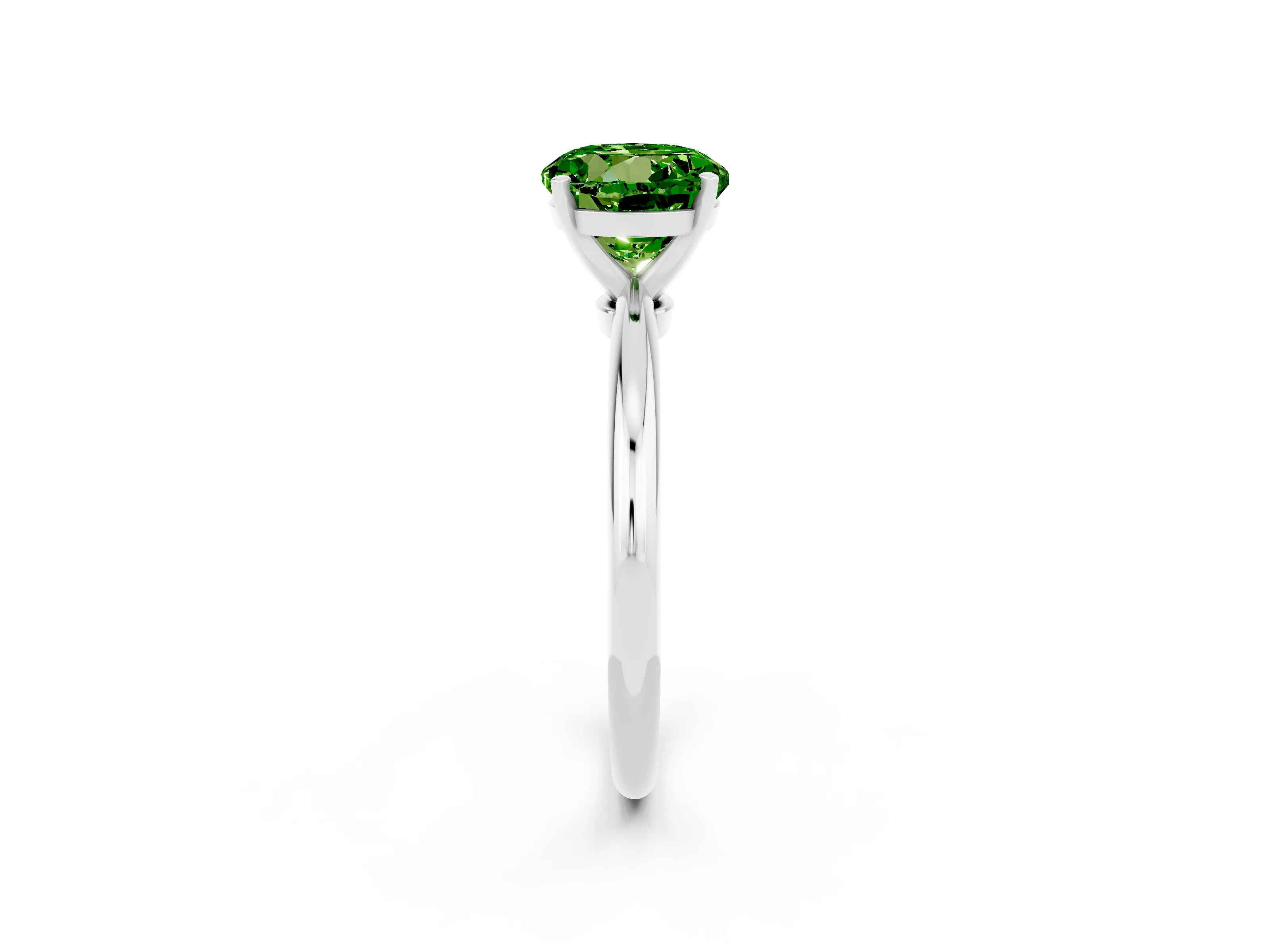 White gold Round Cut Peridot Solitaire Ring with Six-Prong Setting and Classic Band_14