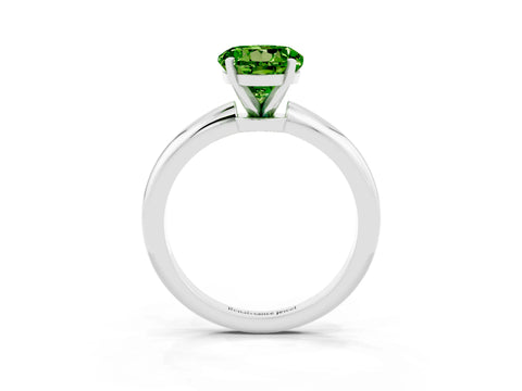 White gold Round Cut Peridot Solitaire Ring with Six-Prong Setting and Classic Band_15