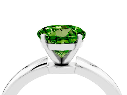 White gold Round Cut Peridot Solitaire Ring with Six-Prong Setting and Classic Band_16