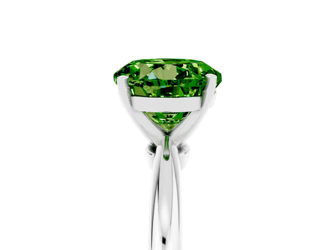 White gold Round Cut Peridot Solitaire Ring with Six-Prong Setting and Classic Band_17
